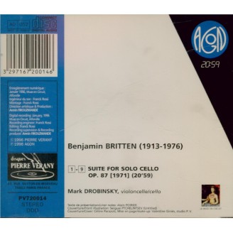 BRITTEN - Drobinsky - Suite pour violoncelle seul n°3 op.87